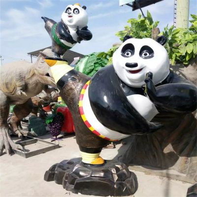 玻璃钢卡通功夫熊猫雕塑游乐园装饰摆件