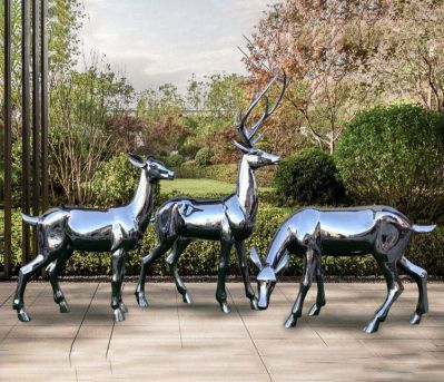 动物镜面创意不锈钢小鹿