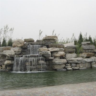天然千层石 公园假山流水喷泉水景观