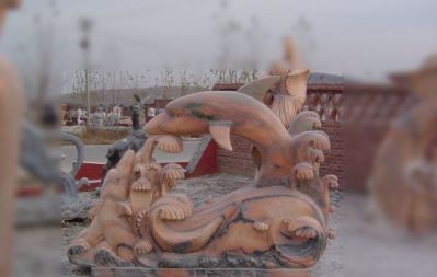 海豚雕塑景区摆放大型石雕海豚雕塑