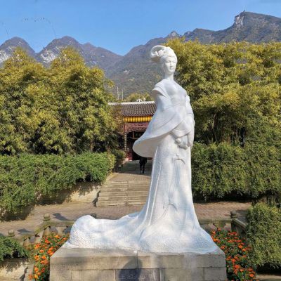 景区园林历史名人古代美女王昭君汉白玉石雕像