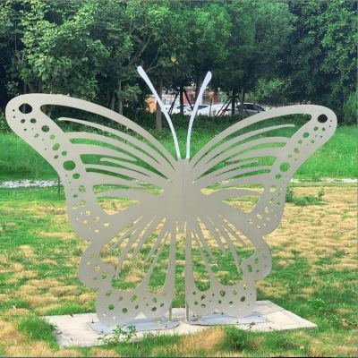 不锈钢创意剪影镂空抽象蝴蝶雕塑