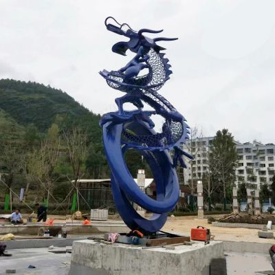 广场不锈钢抽象镂空创意龙雕塑