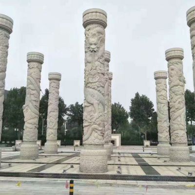 广场大理石雕刻龙纹文化柱 造型大气