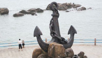 海滨景区锻造做旧不锈钢船锚雕塑