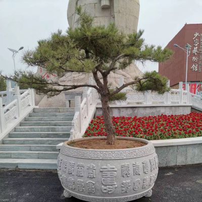 大理石石雕户外景观花盆雕塑