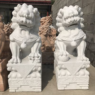 汉白玉石雕家用一对看大门的狮子雕塑