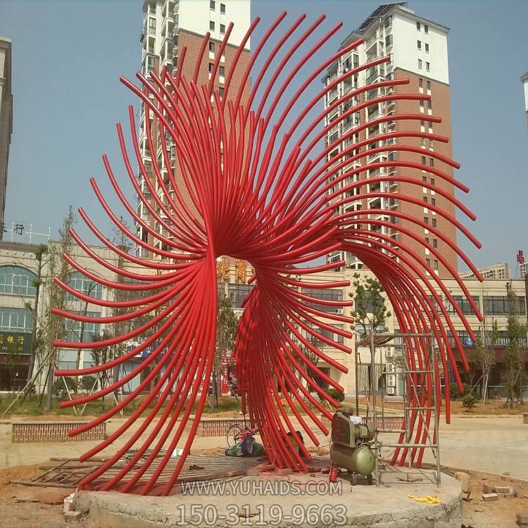 户外广场大型不锈钢金属抽象红色景观雕塑