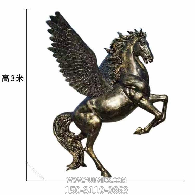 园林大型玻璃钢仿铜飞马雕塑