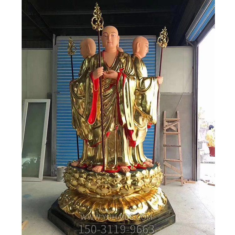 宗教寺庙玻璃钢三面地藏王雕塑