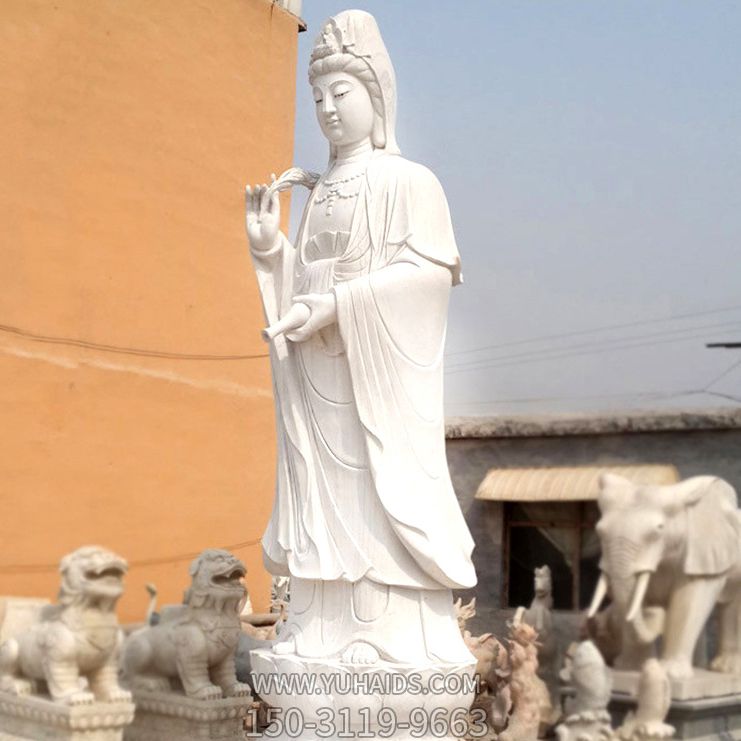 汉白玉石雕景区大型滴水观音雕塑