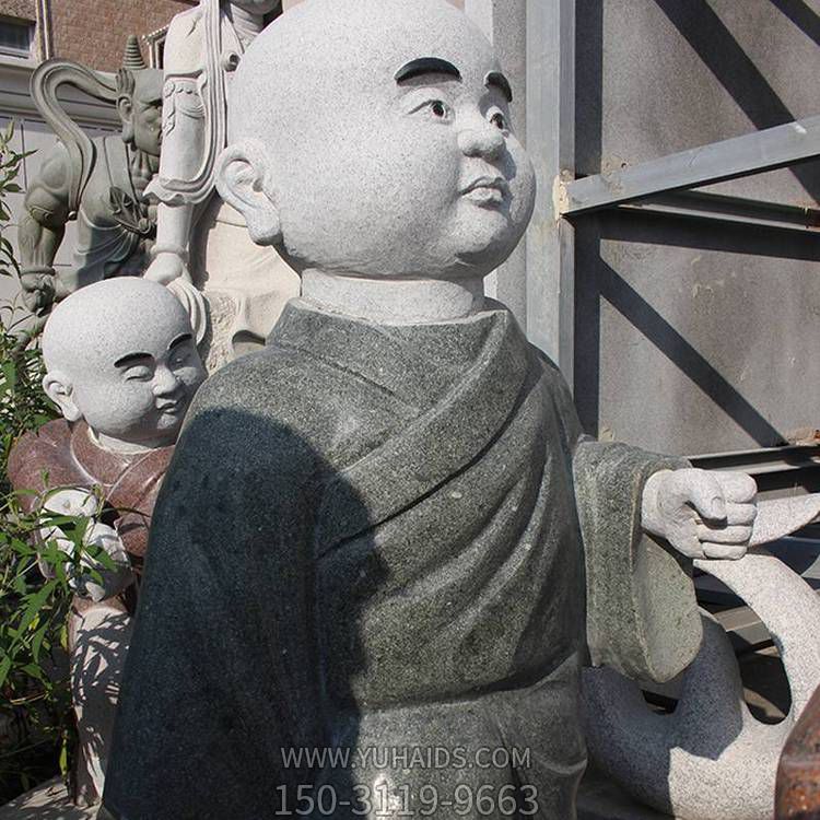 寺庙大理石砂石石雕小沙弥小和尚雕塑
