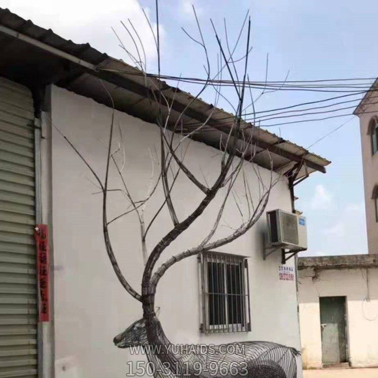不锈钢镂空户外园林大型抽象动物雕塑
