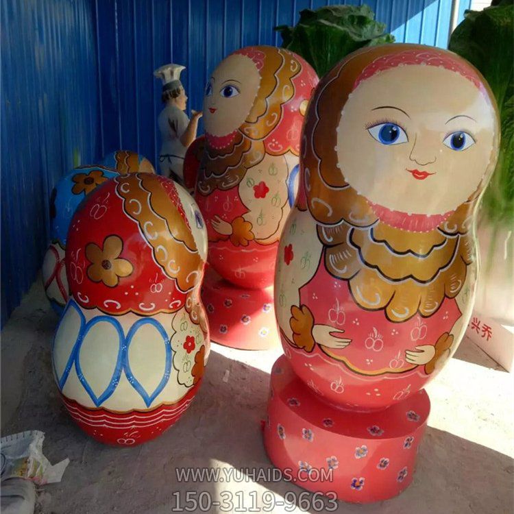 玻璃钢彩绘喷漆卡通套娃公仔园林摆件雕塑