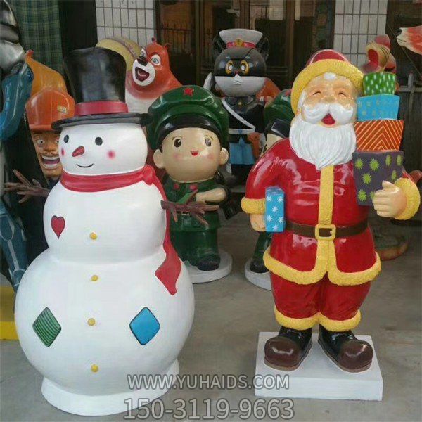玻璃钢彩绘商场圣诞老人景观人物雕塑