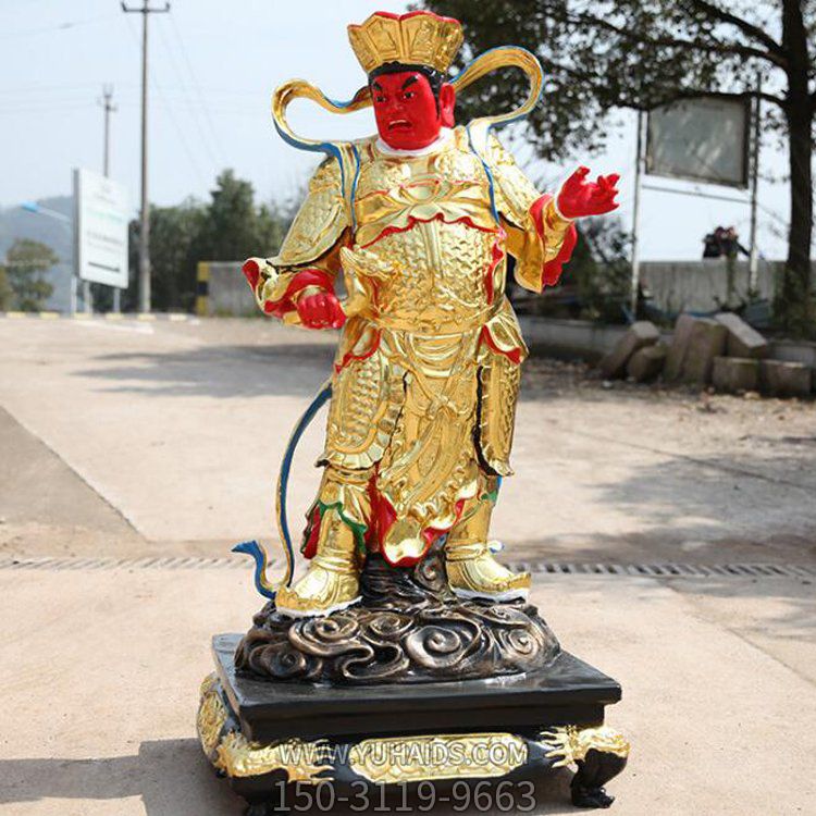 寺庙摆放玻璃钢漆金四大天王神像雕塑