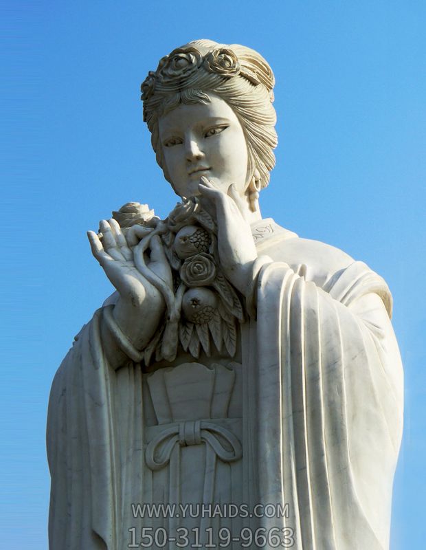 十二花神之五月石榴李氏汉白玉古代美女雕像雕塑