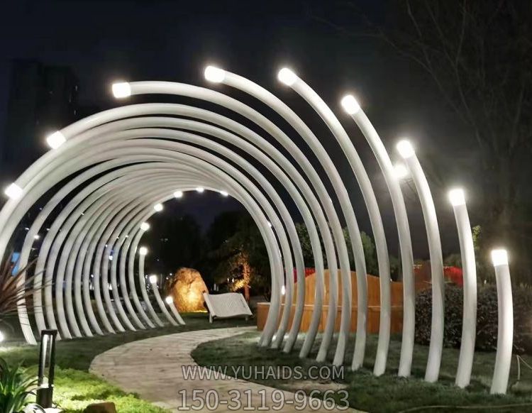 公园创意不锈钢照明拱门雕塑