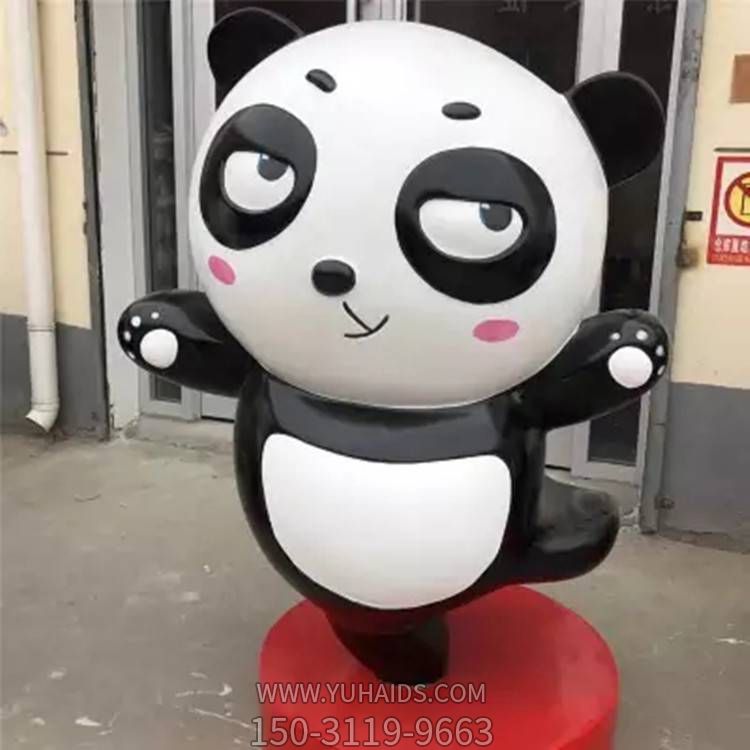 玻璃钢卡通店铺超市门口熊猫摆件雕塑