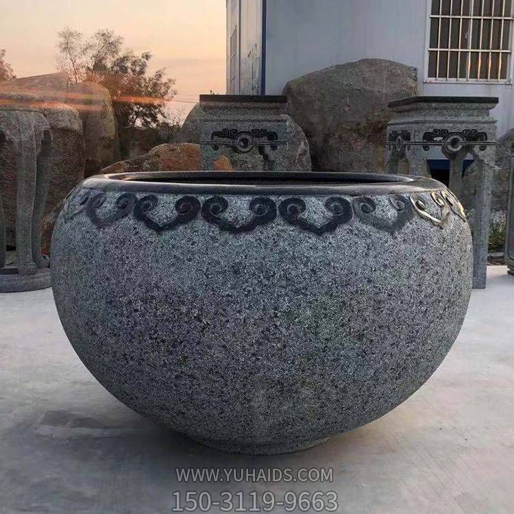 青石仿古浮雕鱼缸花盆各种园林工艺品摆件雕塑