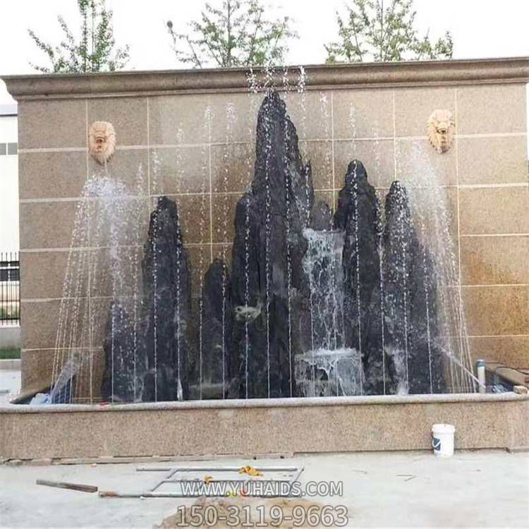 别墅水池摆放天然大理石喷泉假山造景雕塑