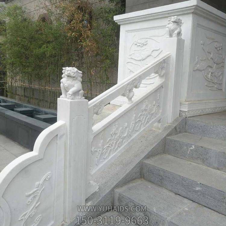 别墅楼梯台阶装饰汉白玉浮雕扶手栏杆雕塑