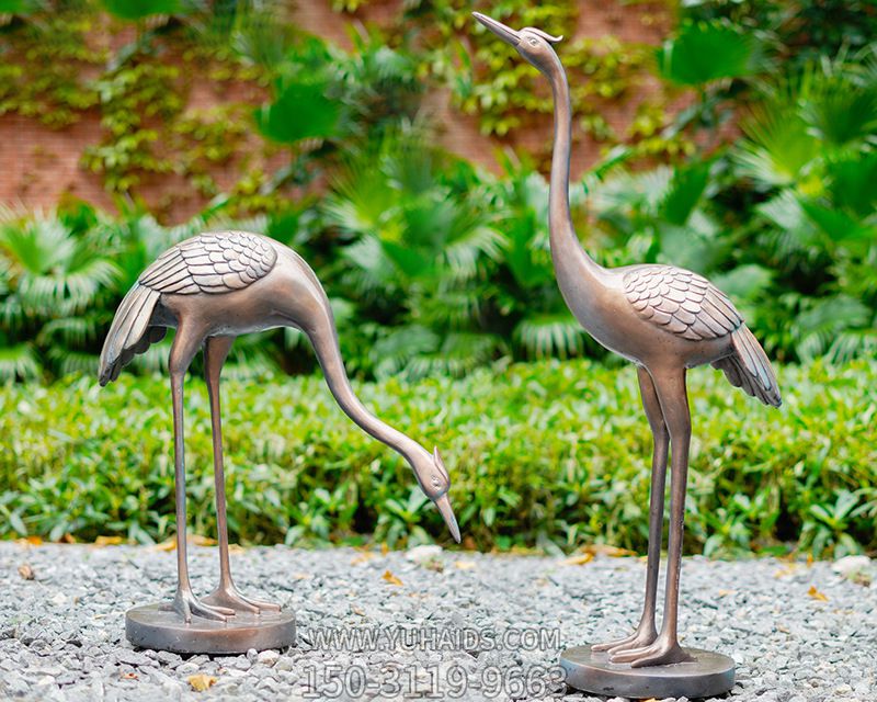公园不锈钢仿铜户外景观装饰品鹤雕塑