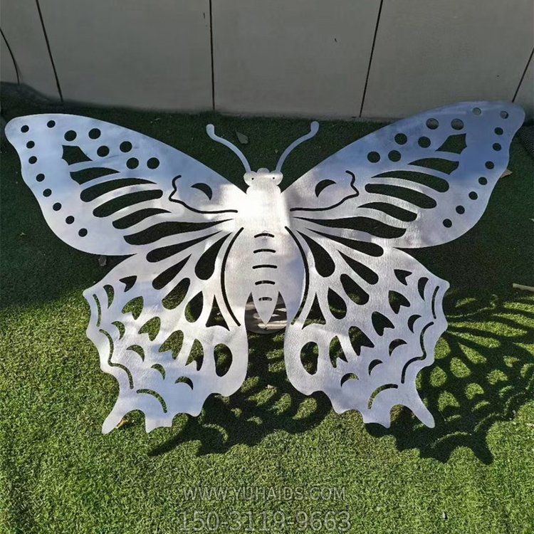 公园户外不锈钢镂空抽象蝴蝶摆件雕塑