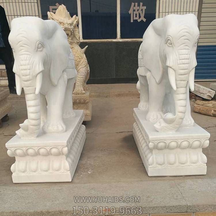 别墅小区大理石石雕镇宅招财大象雕塑