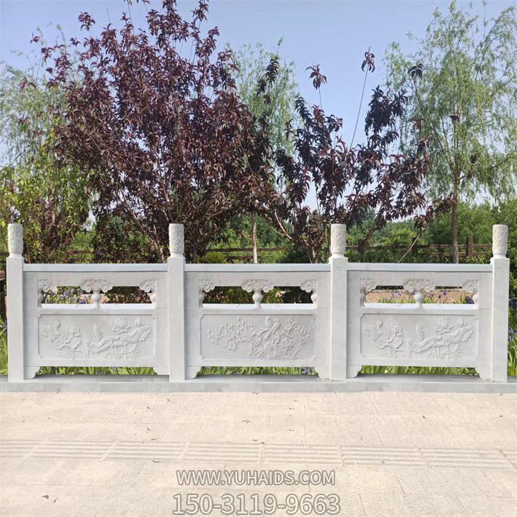 公园景区大理石石雕栏杆篮板雕塑