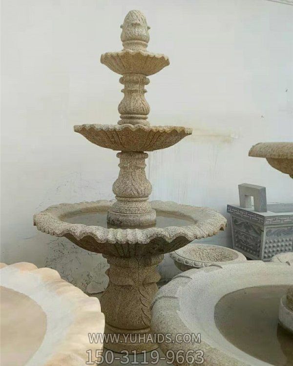 大理石花岗岩雕刻欧式别墅院子三层喷泉流水盆钵雕塑