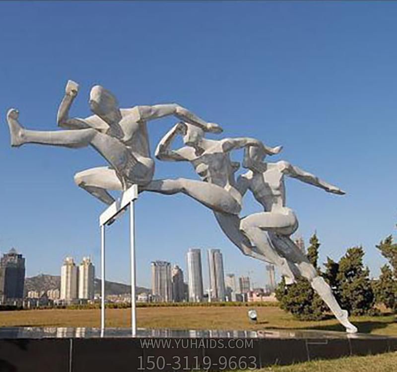 公园景观小品不锈钢跨栏运动人物雕塑