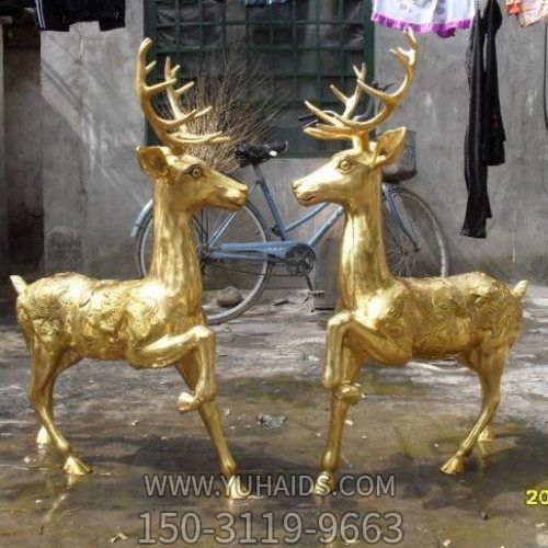 铸铜喷金烤漆动物仿真动物梅花鹿雕塑