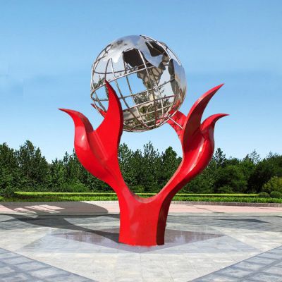 广场园林不锈钢金属镂空地球仪雕塑
