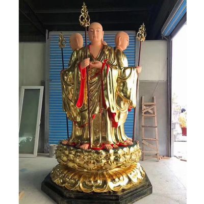 宗教寺庙玻璃钢三面地藏王雕塑
