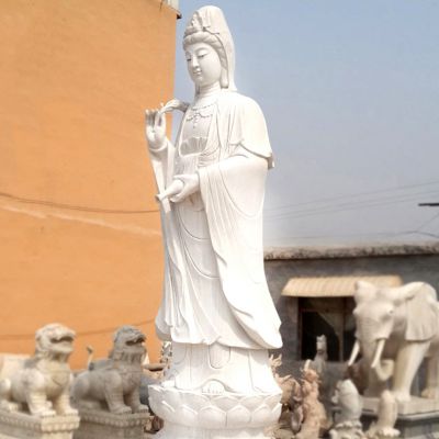 汉白玉石雕景区大型滴水观音雕塑