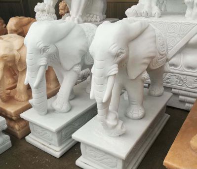 园林景区石雕汉白玉大象雕塑