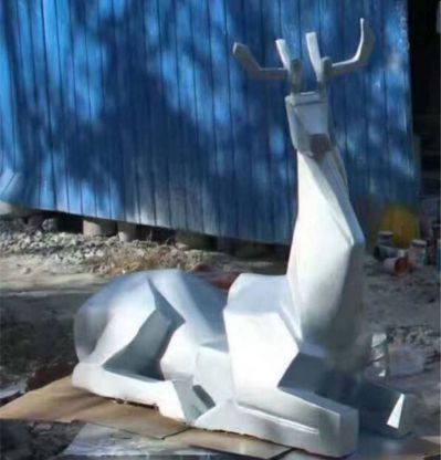 户外园林不锈钢抽象动物梅花鹿雕塑