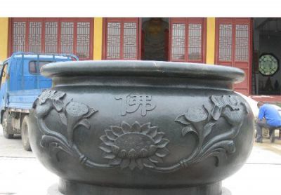 水缸寺庙铜雕浮雕花纹缸雕塑
