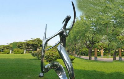 不锈钢抽象公园美女雕塑