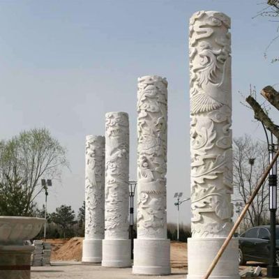 园林广场大型大理石石雕浮雕龙柱雕塑