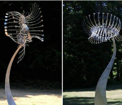 公园创意仿真水母不锈钢抽象花朵雕塑