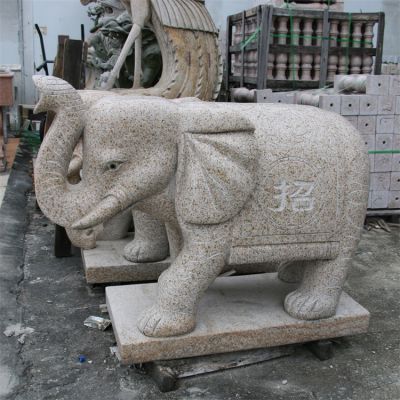 庭院砂石石雕大象雕塑
