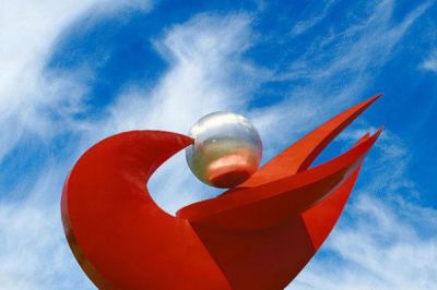 公园广场抽象个性工艺红色鸽子雕塑