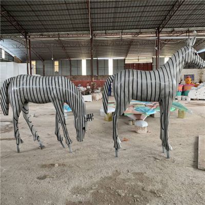 抽象动物景观玻璃钢斑马雕塑