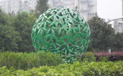 公园不锈钢创意镂空球体雕塑