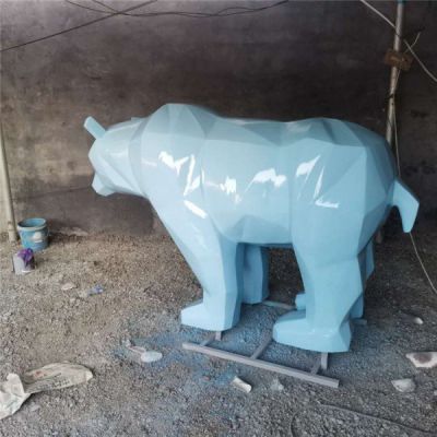 抽象动物北极熊雕塑摆件户外公园玻璃钢几何动物雕塑
