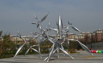 不锈钢广场抽象艺术植物雕塑