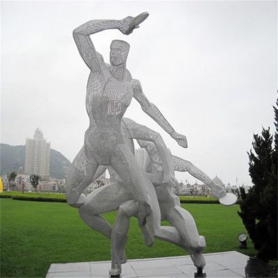 校园广场不锈钢抽象远动竞技人物雕塑