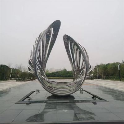户外广场摆放不锈钢抽象翅膀艺术景观雕塑